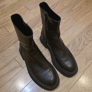 Zara leather brown boots